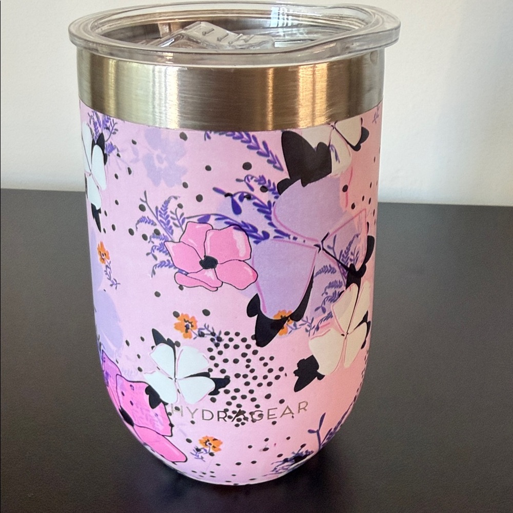 HydraGear Floral Insulated Wine Glass Tumbler - Pink Floral